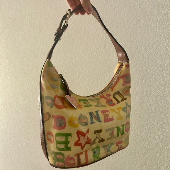 Dooney & Bourke Vintage Multicolor Rainbow Logo Shoulder Bag, Heart Charm - Picture 2 of 13